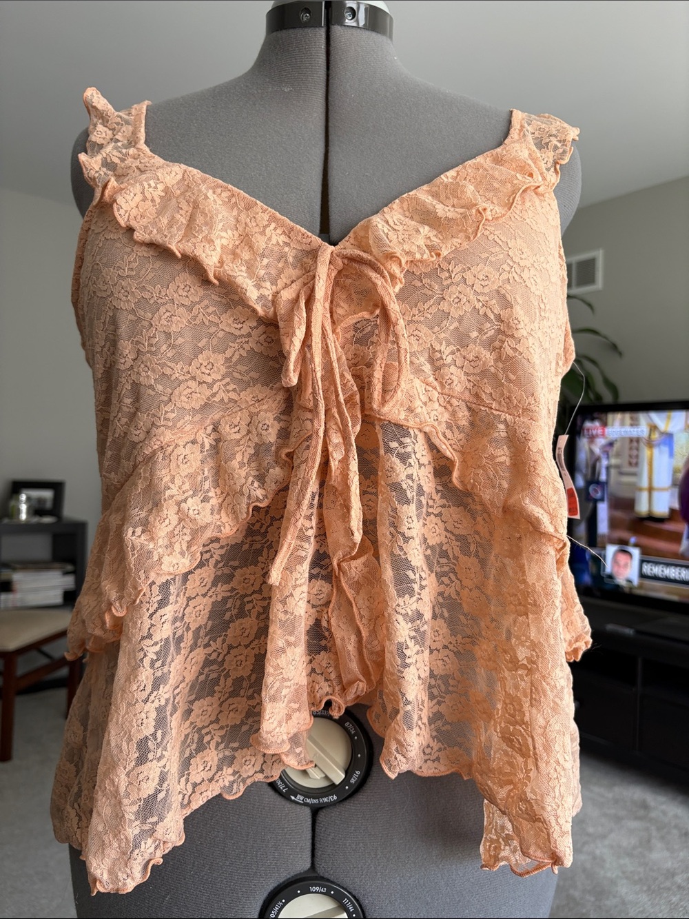 Old Navy Peach Lace Ruffle Crop Top